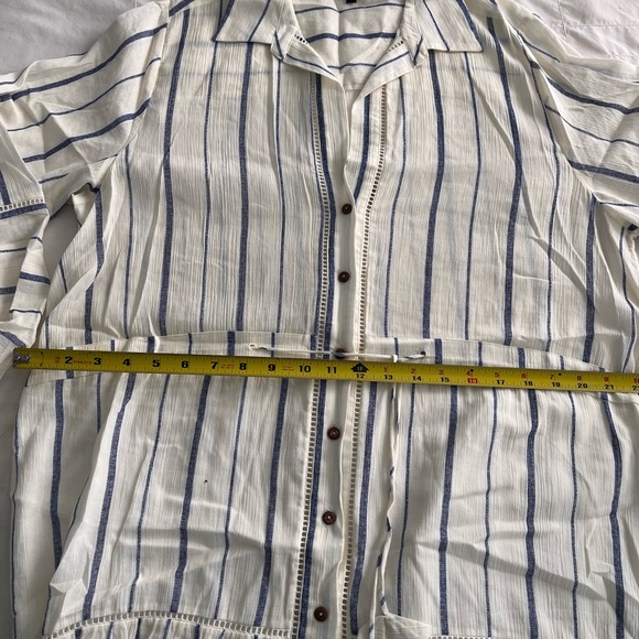 Massimo Dutti - White & Blue Striped Maxi Dress Size: 10 - Picture 5 of 9